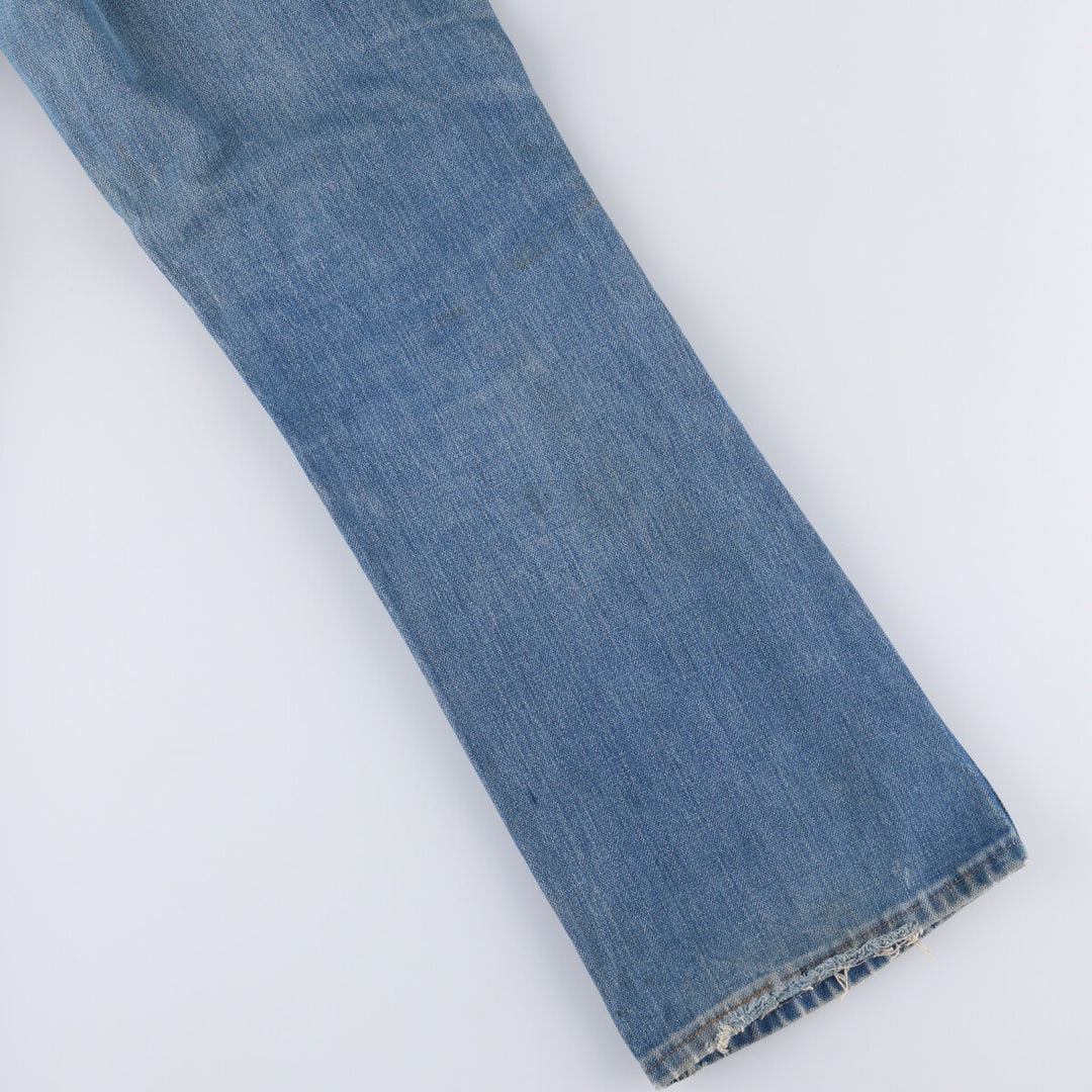 Vintage 1970'S Wrangler NO-FAULT JEAN flared denim pants, men's size W34. unclear blue type Vintage Second Hand
