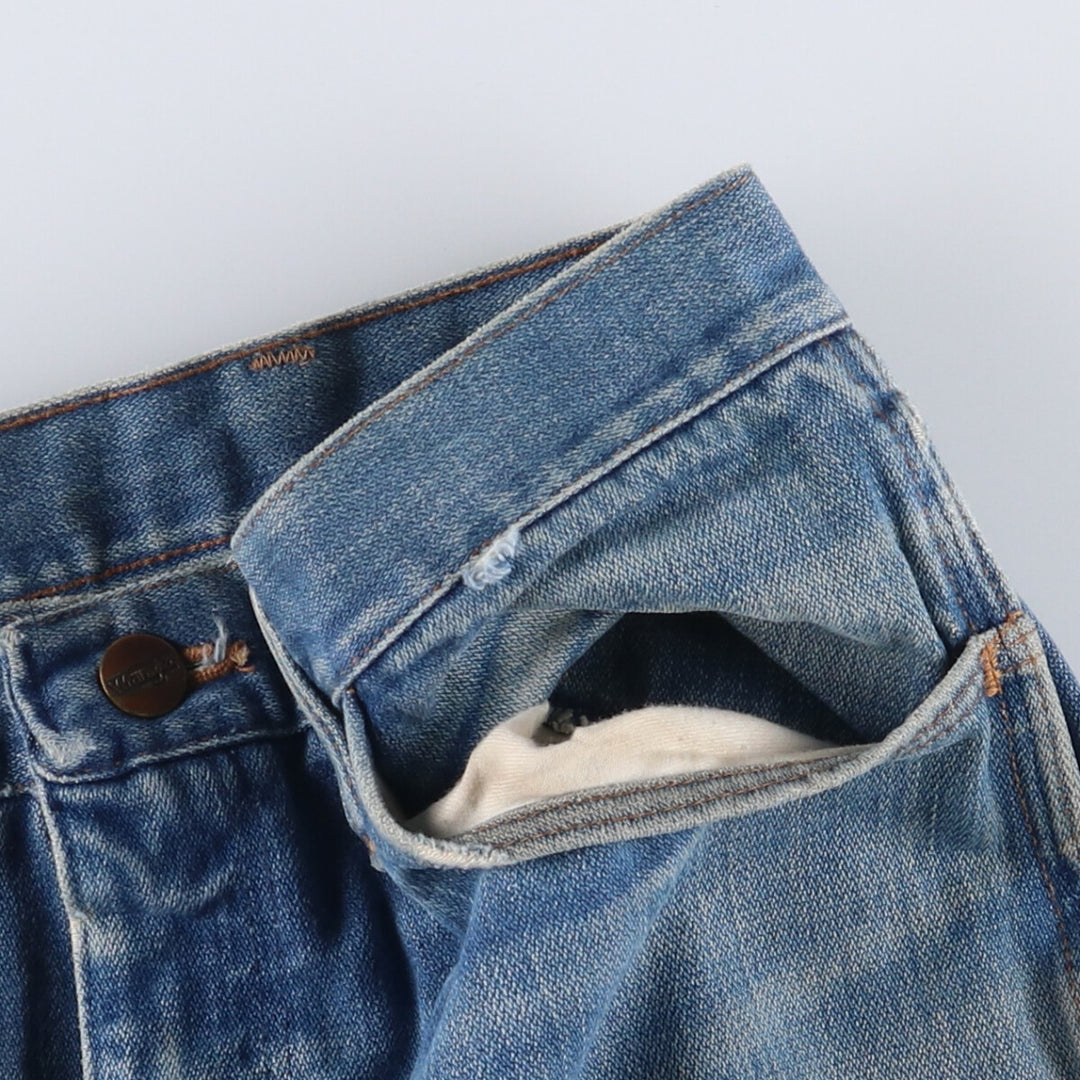 Vintage 1970'S Wrangler NO-FAULT JEAN flared denim pants, men's size W34. unclear blue type Vintage Second Hand