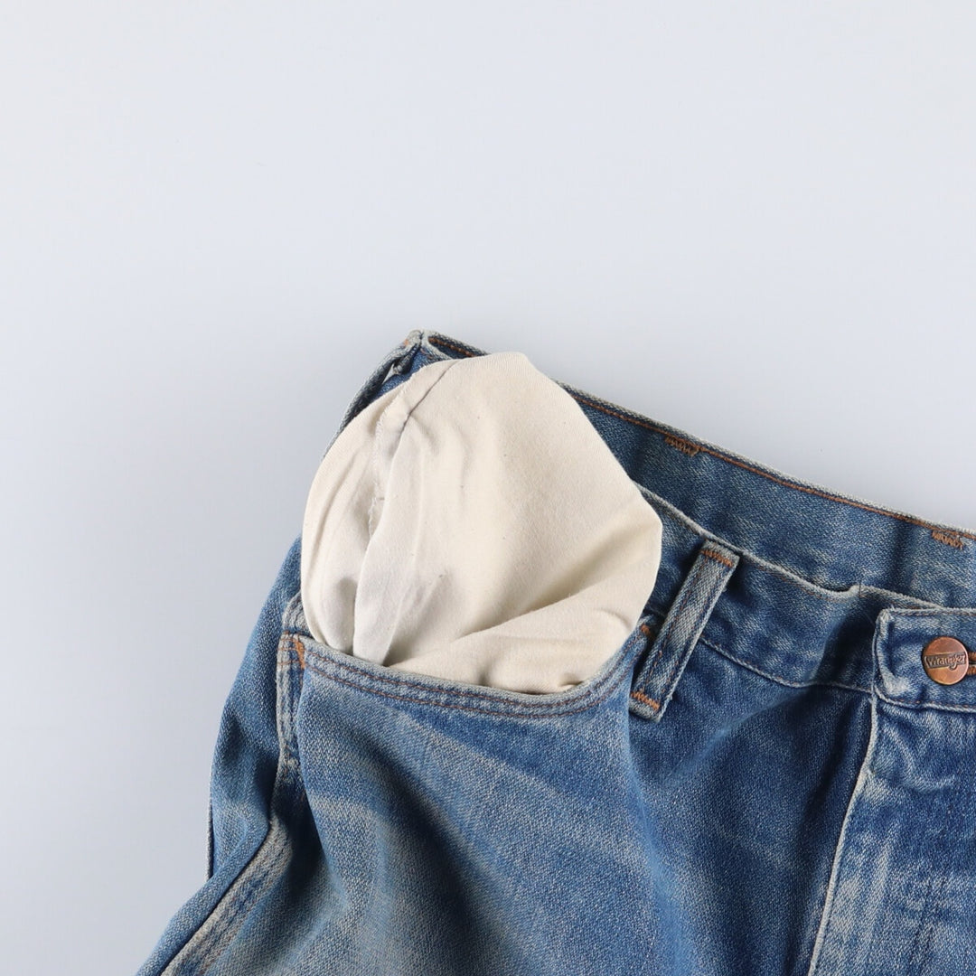 Vintage 1970'S Wrangler NO-FAULT JEAN flared denim pants, men's size W34. unclear blue type Vintage Second Hand