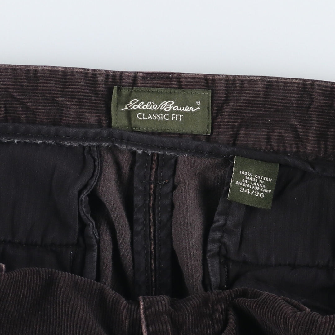Eddie Bauer Classic Fit Corduroy Pants, Men's, Size 34 cotton black type Vintage Second Hand