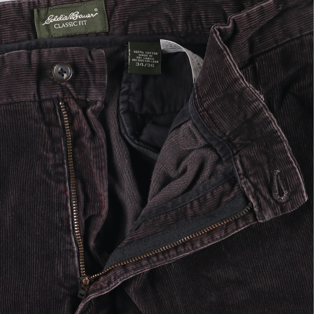 Eddie Bauer Classic Fit Corduroy Pants, Men's, Size 34 cotton black type Vintage Second Hand