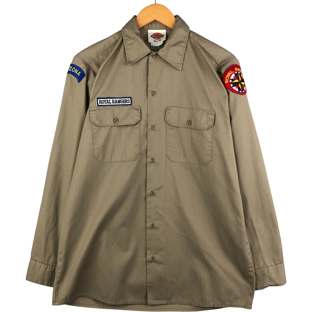 Vintage 90'S Dickies long-sleeved work shirt, made in the USA, size M, men's polyester Beige type Vintage Second Hand