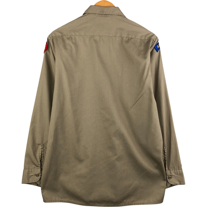 Vintage 90'S Dickies long-sleeved work shirt, made in the USA, size M, men's polyester Beige type Vintage Second Hand