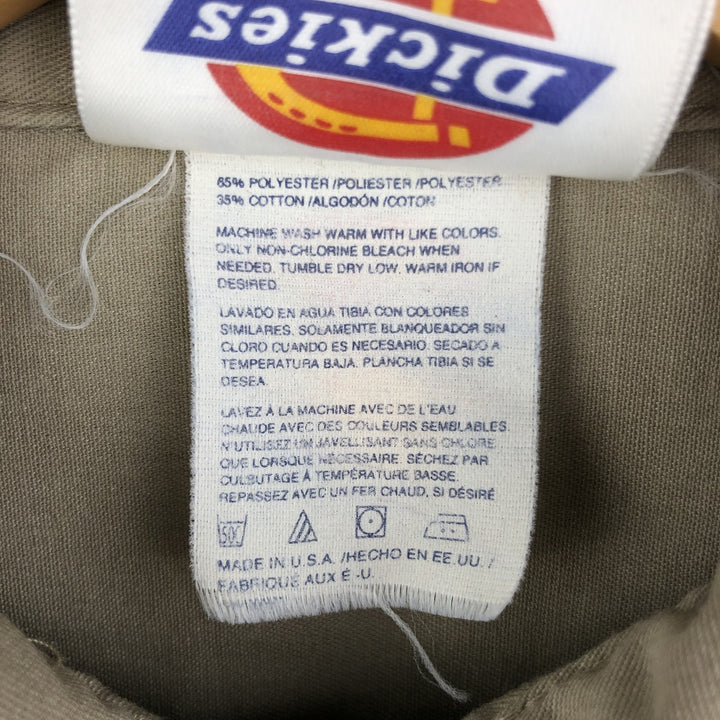 Vintage 90'S Dickies long-sleeved work shirt, made in the USA, size M, men's polyester Beige type Vintage Second Hand