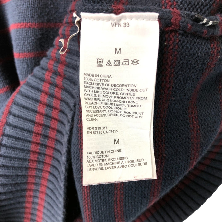 2000'S - NAUTICA Striped V-Neck Cotton Knit Sweater, Men's Size M cotton navy blue type Vintage Second Hand