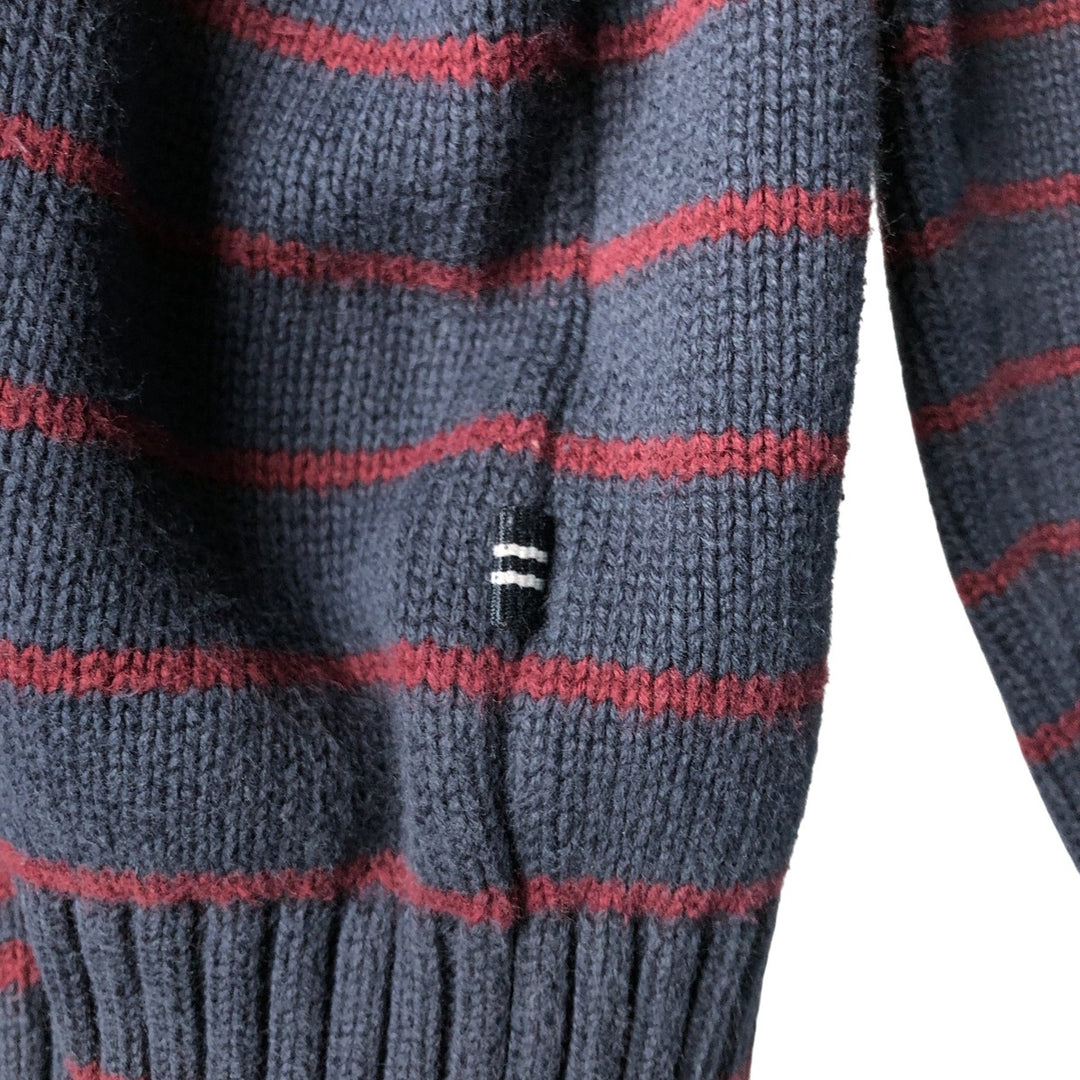 2000'S - NAUTICA Striped V-Neck Cotton Knit Sweater, Men's Size M cotton navy blue type Vintage Second Hand