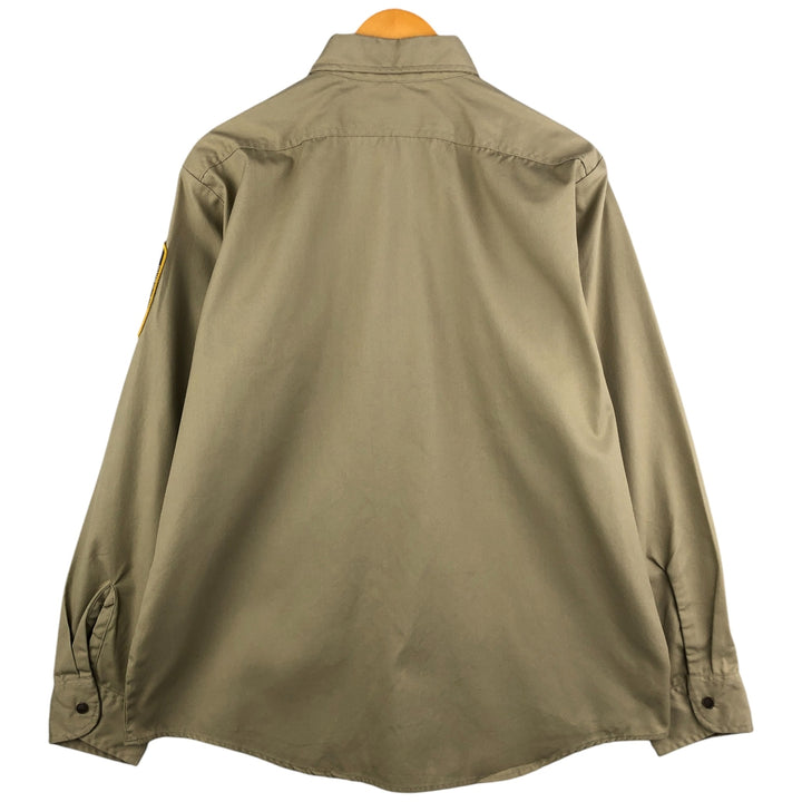 Osh Kosh long-sleeved work shirt, men's size L polyester Beige type Vintage Second Hand