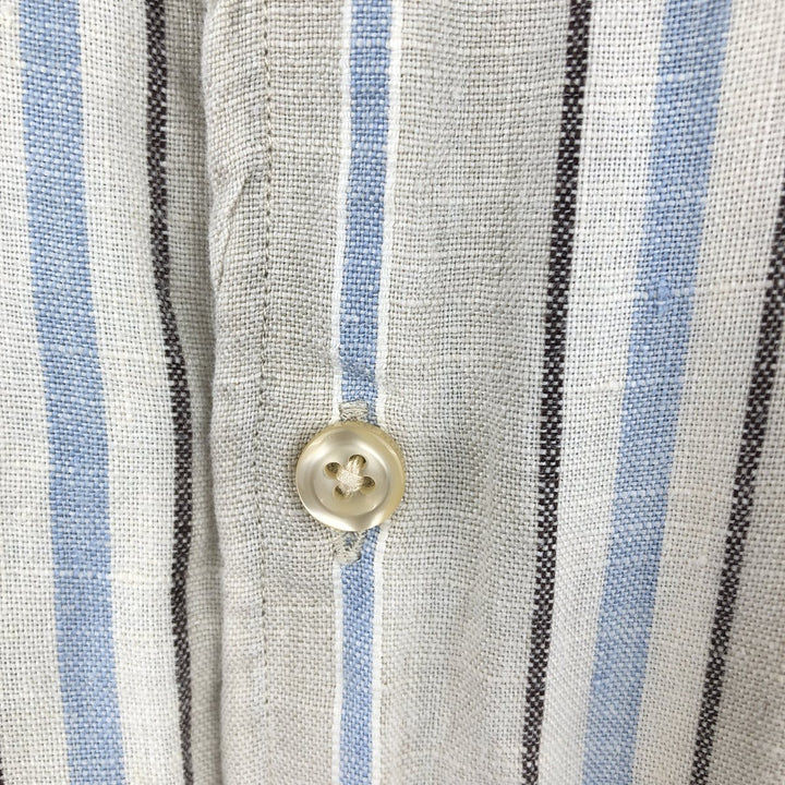 Vintage 90'S Lands' End long-sleeved linen shirt, men's size L linen pale white type Vintage Second Hand