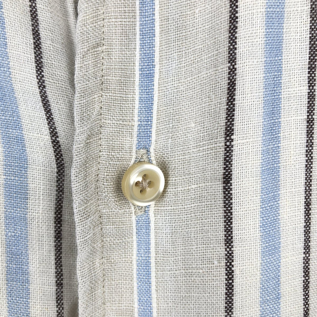 Vintage 90'S Lands' End long-sleeved linen shirt, men's size L linen pale white type Vintage Second Hand
