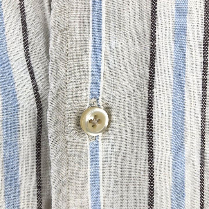 Vintage 90'S Lands' End long-sleeved linen shirt, men's size L linen pale white type Vintage Second Hand