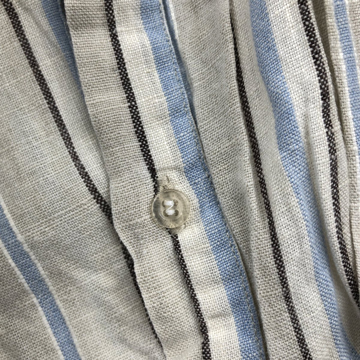 Vintage 90'S Lands' End long-sleeved linen shirt, men's size L linen pale white type Vintage Second Hand