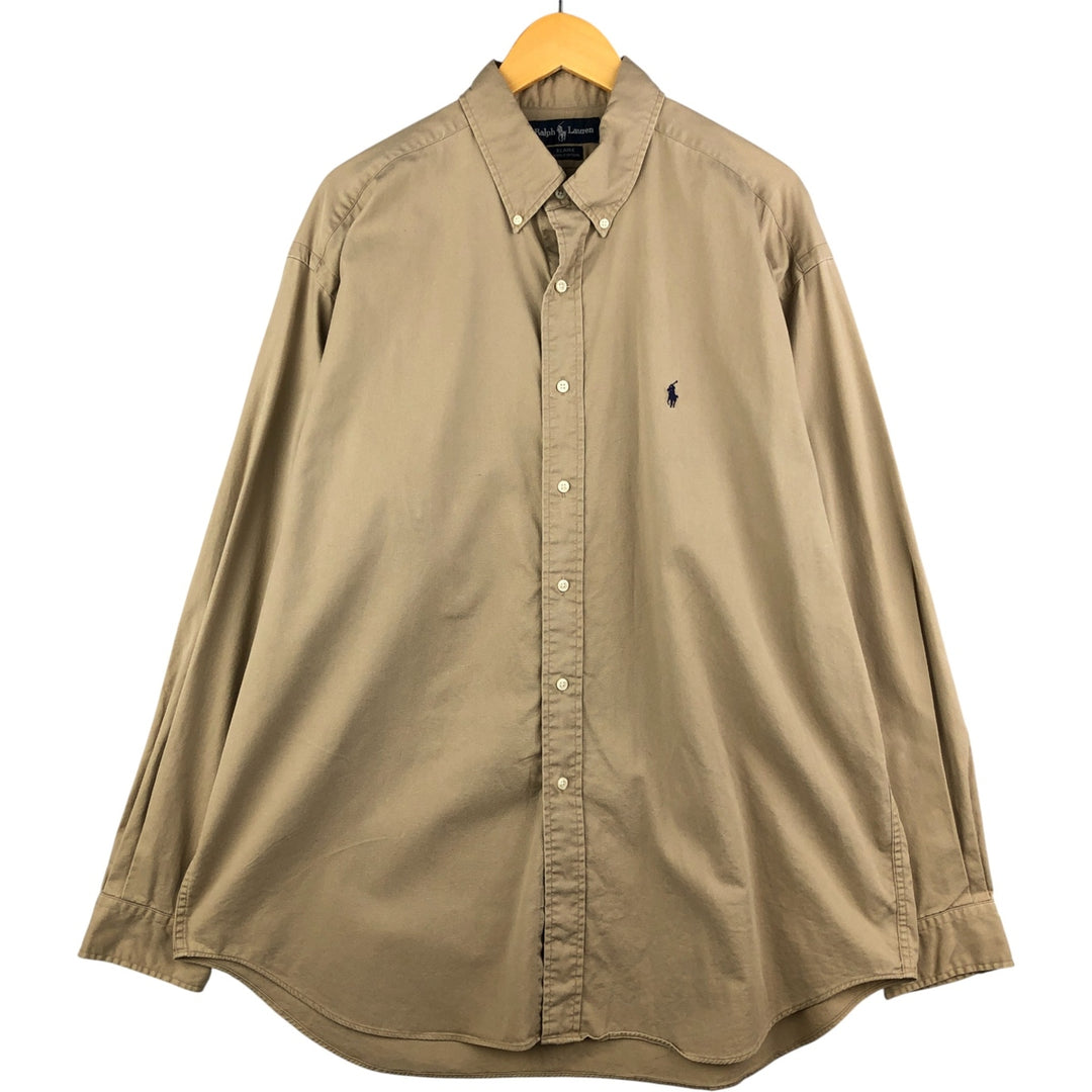 Ralph Lauren BLAIRE long sleeve button down shirt, men's XL size cotton Beige type Vintage Second Hand