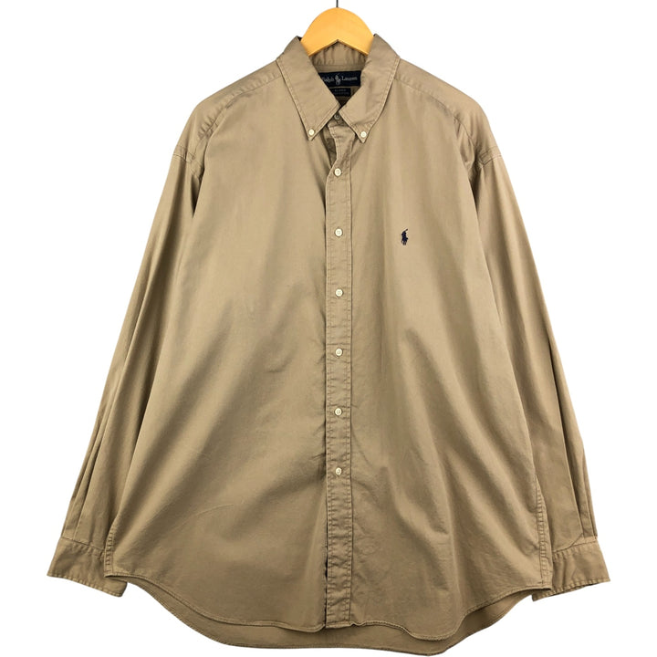 Ralph Lauren BLAIRE long sleeve button down shirt, men's XL size cotton Beige type Vintage Second Hand