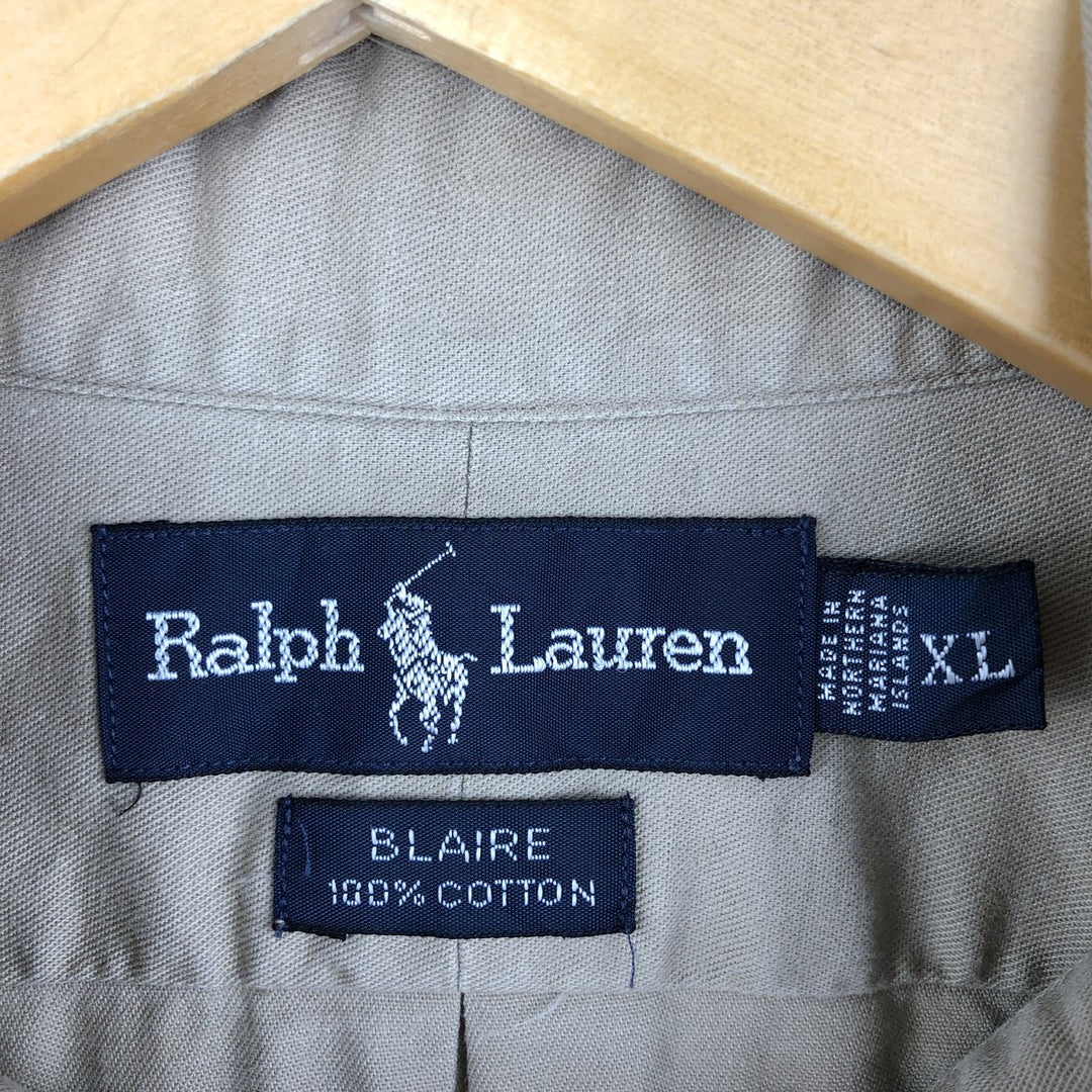 Ralph Lauren BLAIRE long sleeve button down shirt, men's XL size cotton Beige type Vintage Second Hand