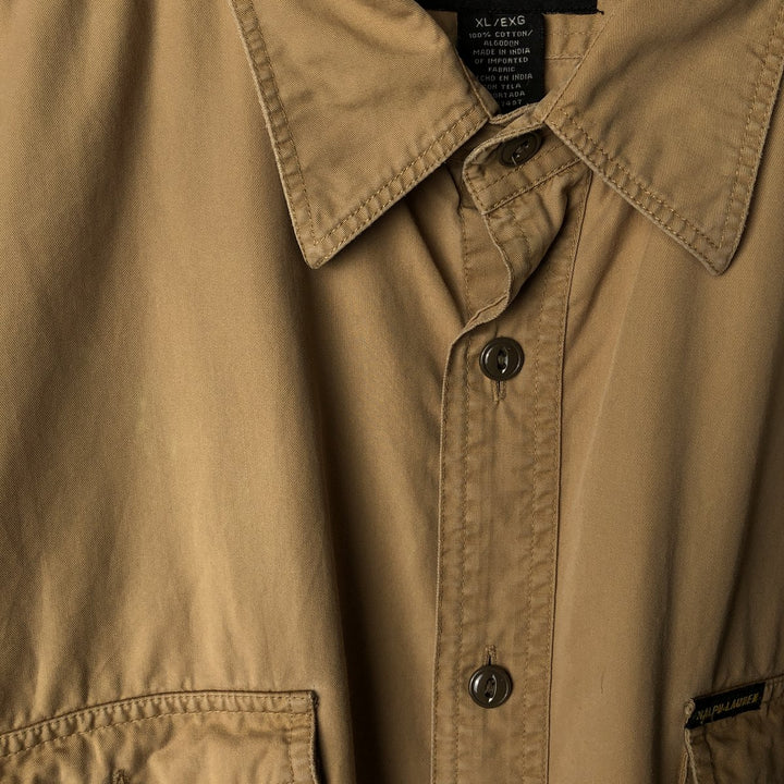 2000'S Ralph Lauren POLO JEANS CO. long-sleeved cotton shirt, men's size XL cotton Khaki type Vintage Second Hand