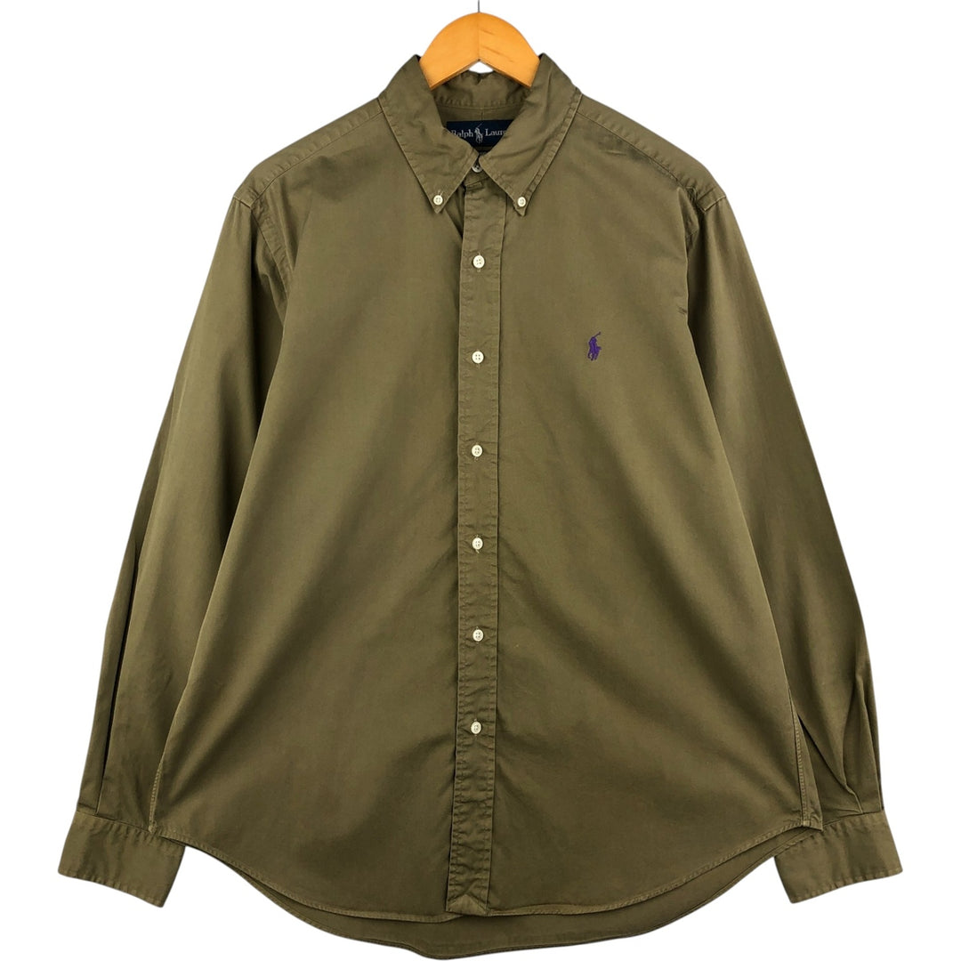 Ralph Lauren Classic Fit Long Sleeve Button Down Shirt, Men's Size L cotton Khaki type Vintage Second Hand