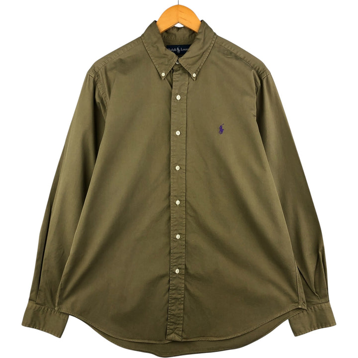 Ralph Lauren Classic Fit Long Sleeve Button Down Shirt, Men's Size L cotton Khaki type Vintage Second Hand