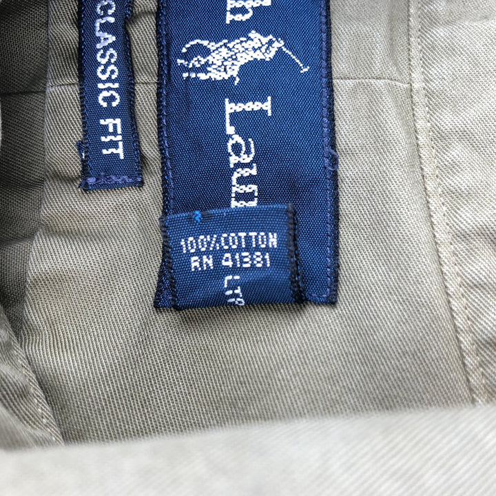 Ralph Lauren Classic Fit Long Sleeve Button Down Shirt, Men's Size L cotton Khaki type Vintage Second Hand