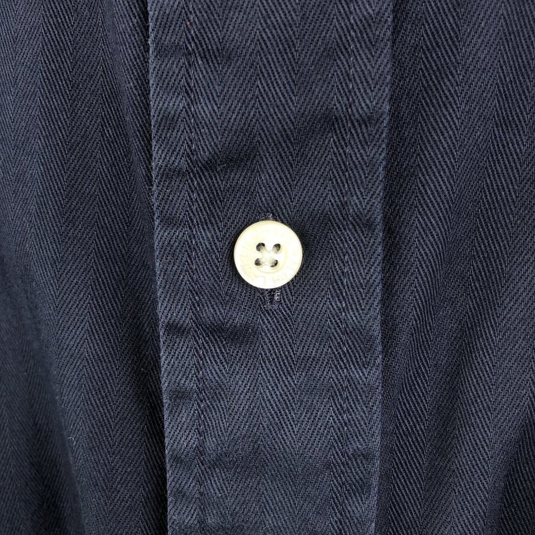 Ralph Lauren CHAPS herringbone long-sleeved button-down shirt, men's size L cotton navy blue type Vintage Second Hand