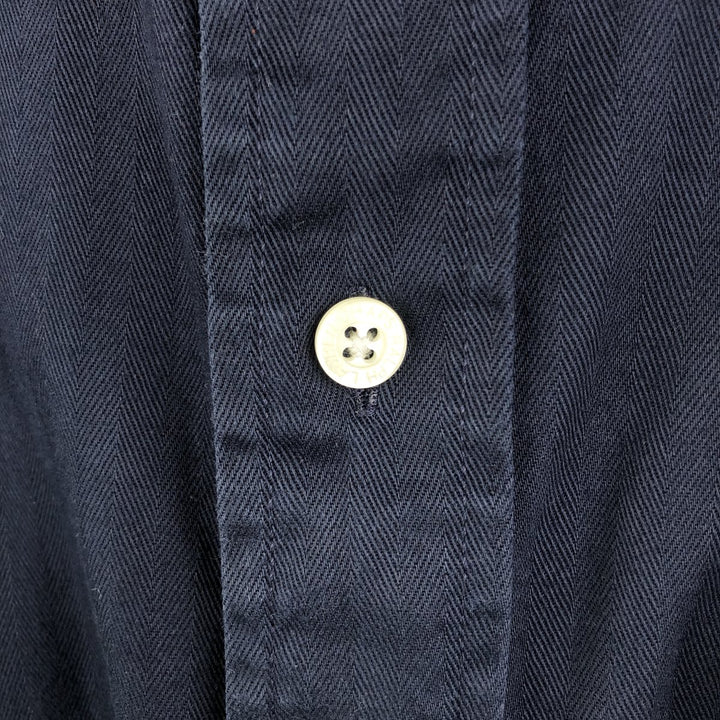 Ralph Lauren CHAPS herringbone long-sleeved button-down shirt, men's size L cotton navy blue type Vintage Second Hand