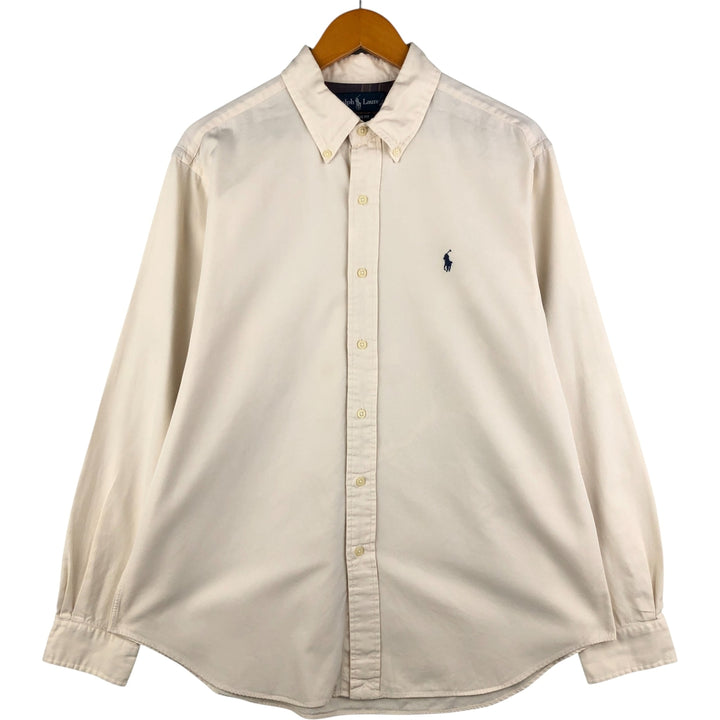 Ralph Lauren Classic Fit Long Sleeve Button Down Shirt, Men's Size L cotton ivory Vintage Second Hand
