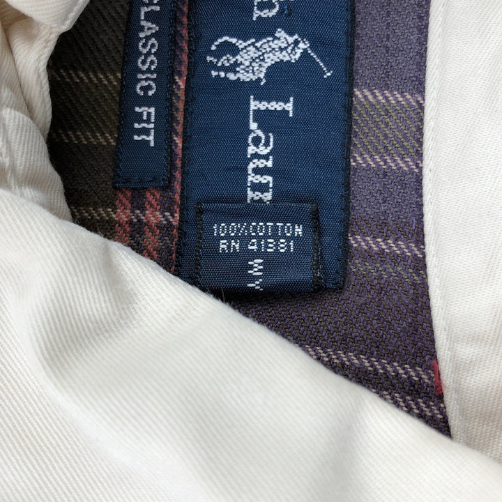 Ralph Lauren Classic Fit Long Sleeve Button Down Shirt, Men's Size L cotton ivory Vintage Second Hand