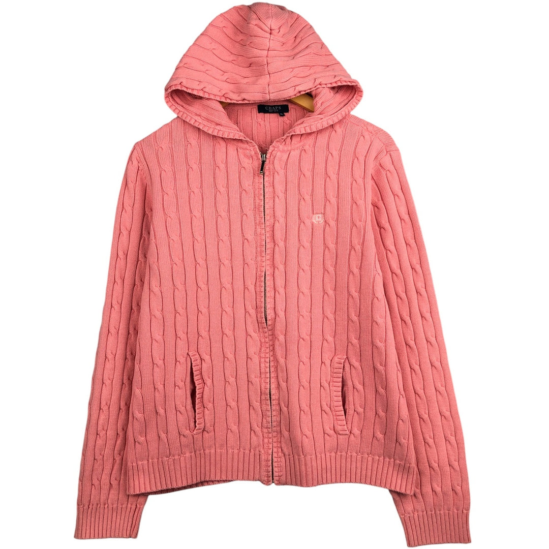 CHAPS Cable Knit Full-Zip Hoodie, Women's, Size XL unclear pink type Vintage Second Hand