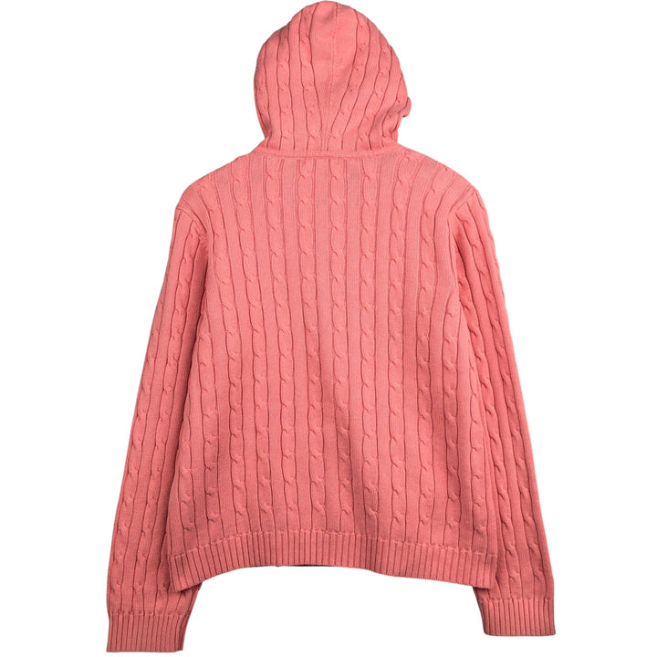 CHAPS Cable Knit Full-Zip Hoodie, Women's, Size XL unclear pink type Vintage Second Hand