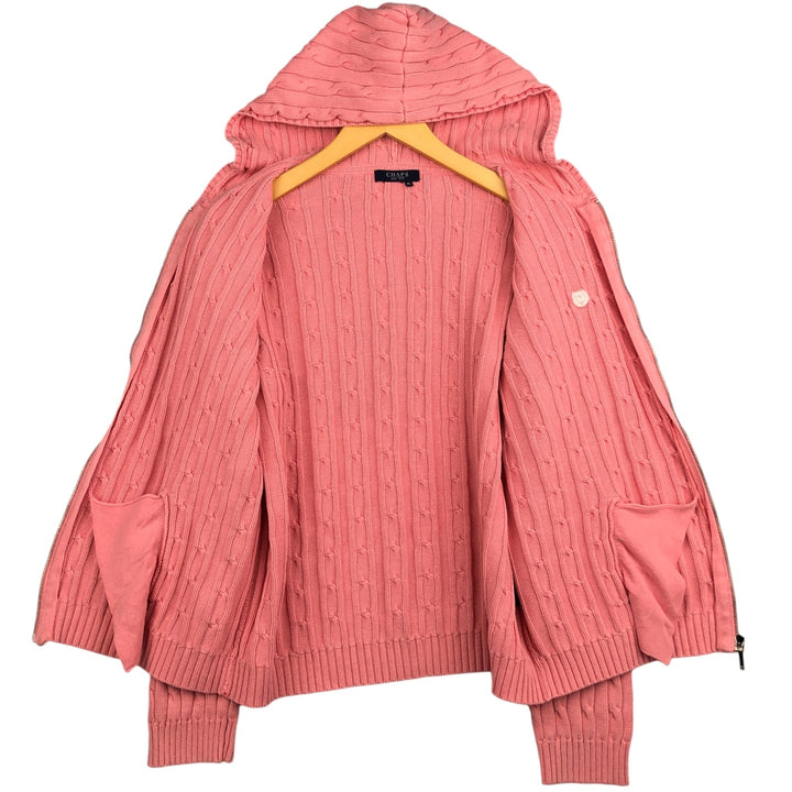 CHAPS Cable Knit Full-Zip Hoodie, Women's, Size XL unclear pink type Vintage Second Hand