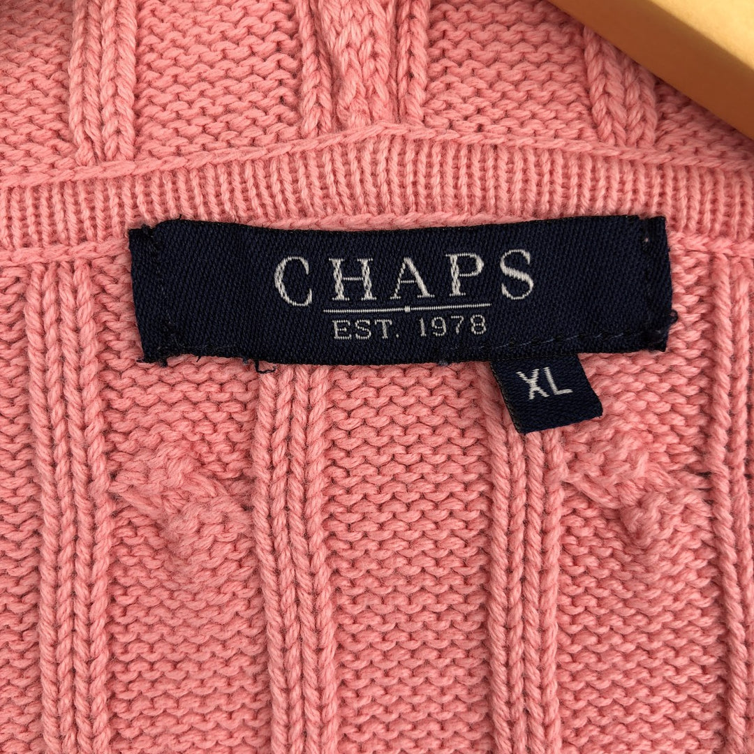 CHAPS Cable Knit Full-Zip Hoodie, Women's, Size XL unclear pink type Vintage Second Hand