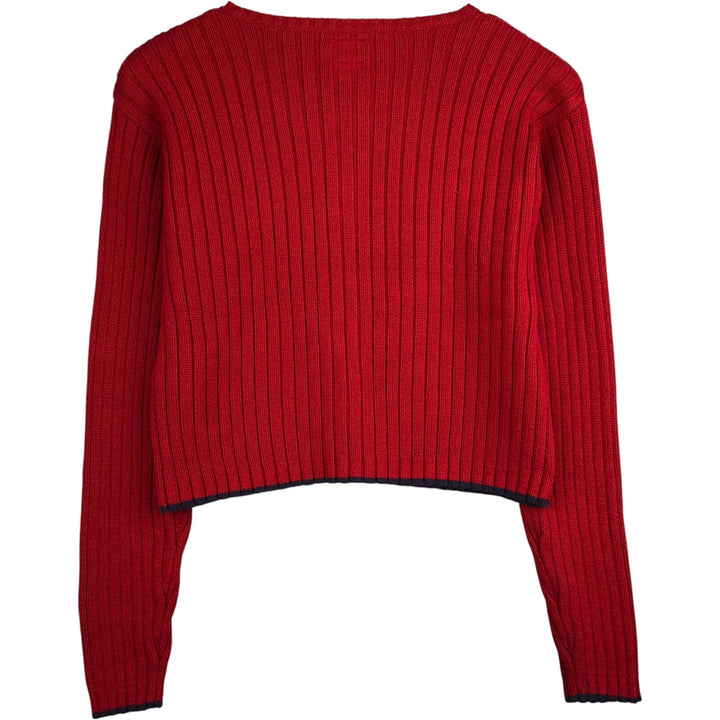 Vintage Tommy Hilfiger cropped cotton knit full-zip sweater from the 1990s, size L, for women. cotton red type Vintage Second Hand