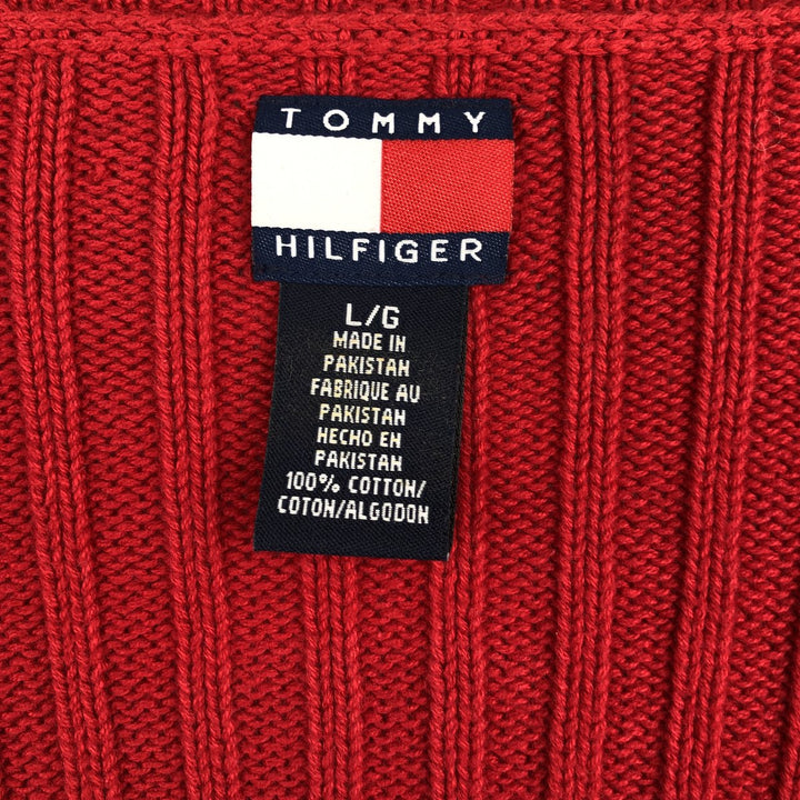 Vintage Tommy Hilfiger cropped cotton knit full-zip sweater from the 1990s, size L, for women. cotton red type Vintage Second Hand