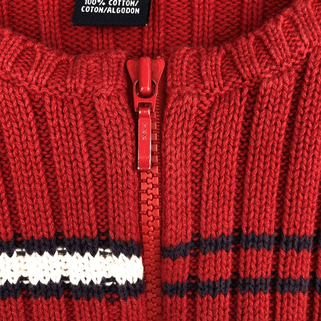 Vintage Tommy Hilfiger cropped cotton knit full-zip sweater from the 1990s, size L, for women. cotton red type Vintage Second Hand