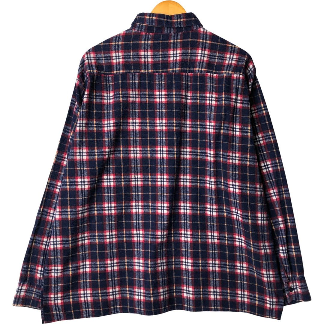 1980'S Dickies Long Sleeve Light Flannel Check Box Shirt, Men's Size XL, Vintage cotton navy blue type Vintage Second Hand