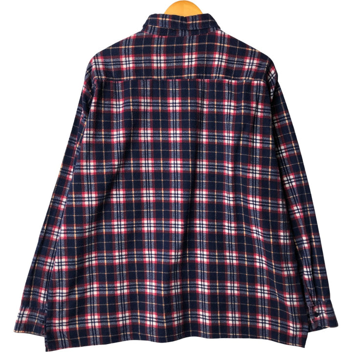 1980'S Dickies Long Sleeve Light Flannel Check Box Shirt, Men's Size XL, Vintage cotton navy blue type Vintage Second Hand