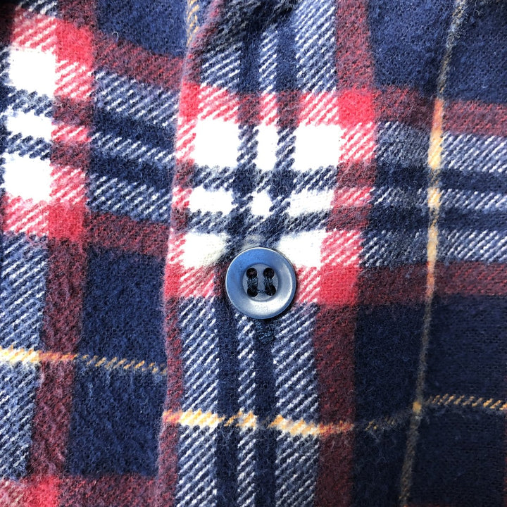 1980'S Dickies Long Sleeve Light Flannel Check Box Shirt, Men's Size XL, Vintage cotton navy blue type Vintage Second Hand