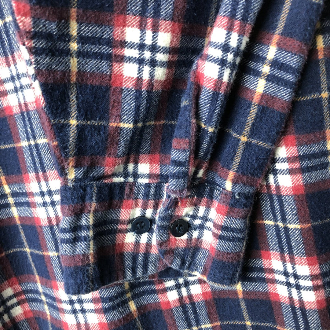 1980'S Dickies Long Sleeve Light Flannel Check Box Shirt, Men's Size XL, Vintage cotton navy blue type Vintage Second Hand