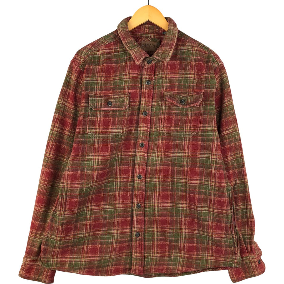 ORVIS Ombre Check Long Sleeve Flannel Check Shirt, Men's XL unclear red type reddish brown Vintage Second Hand