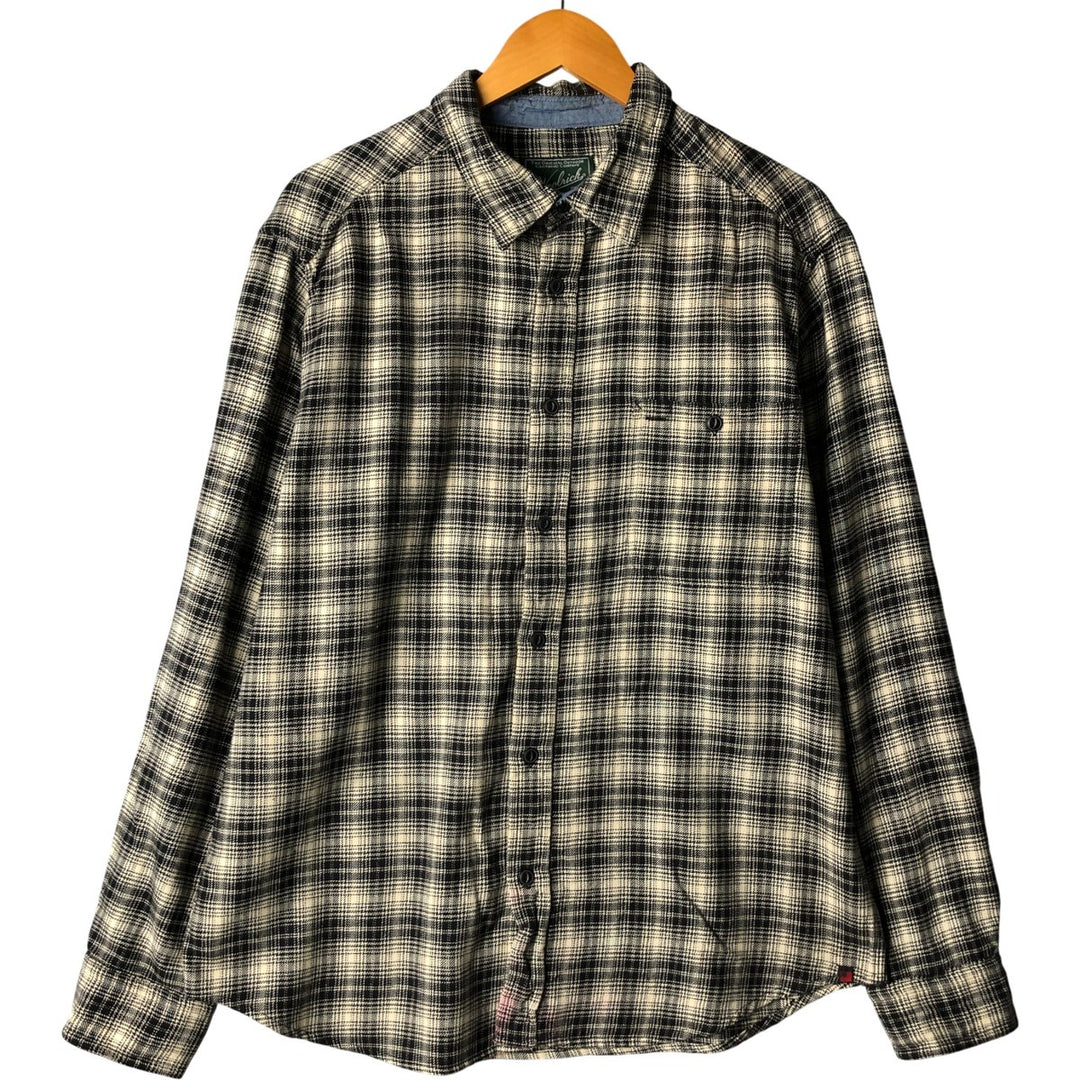 2000'S WOOLRICH Long Sleeve Light Flannel Check Shirt, Men's Size L cotton black type Vintage Second Hand