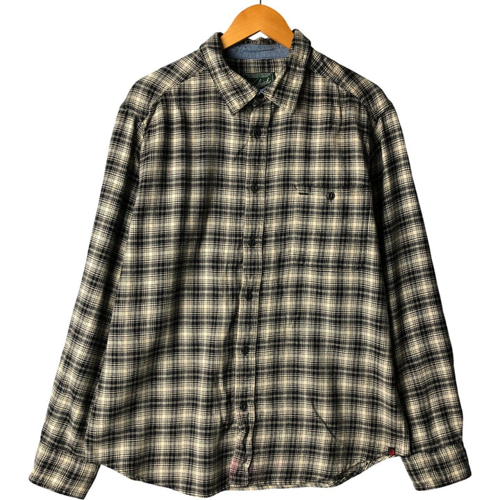 2000'S WOOLRICH Long Sleeve Light Flannel Check Shirt, Men's Size L cotton black type Vintage Second Hand