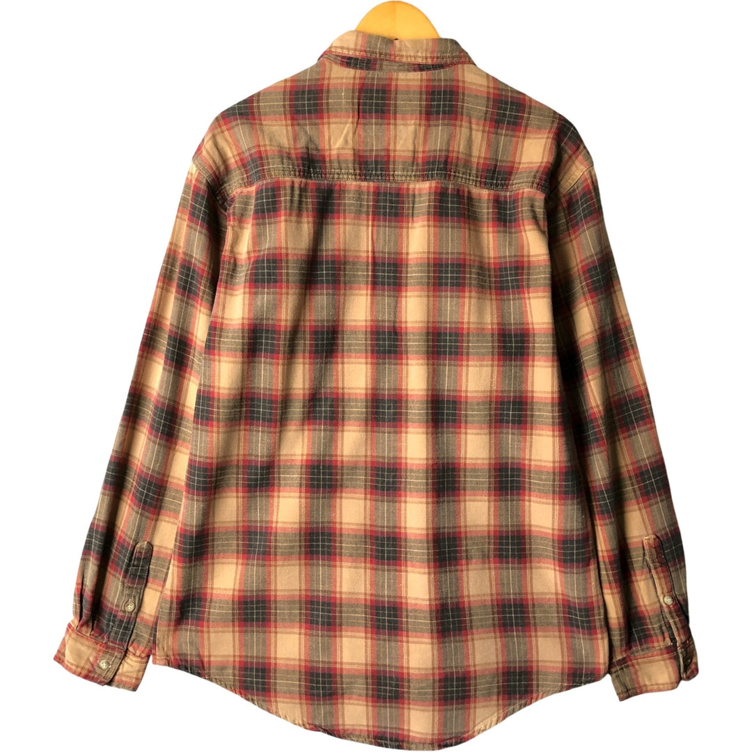 90'S Gramicci Lightflannel Check Shirt, Made in USA, Men's Size L, Vintage cotton Khaki type Vintage Second Hand