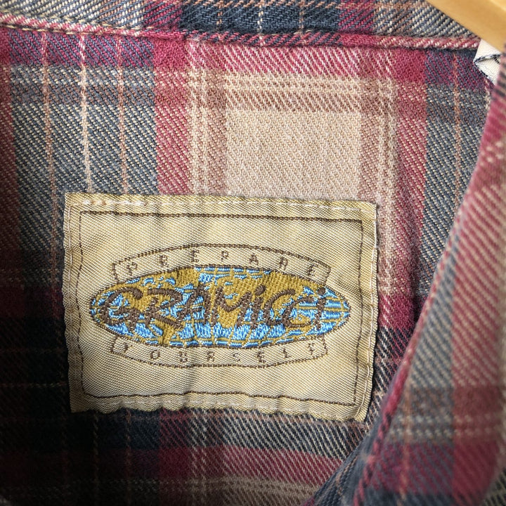 90'S Gramicci Lightflannel Check Shirt, Made in USA, Men's Size L, Vintage cotton Khaki type Vintage Second Hand