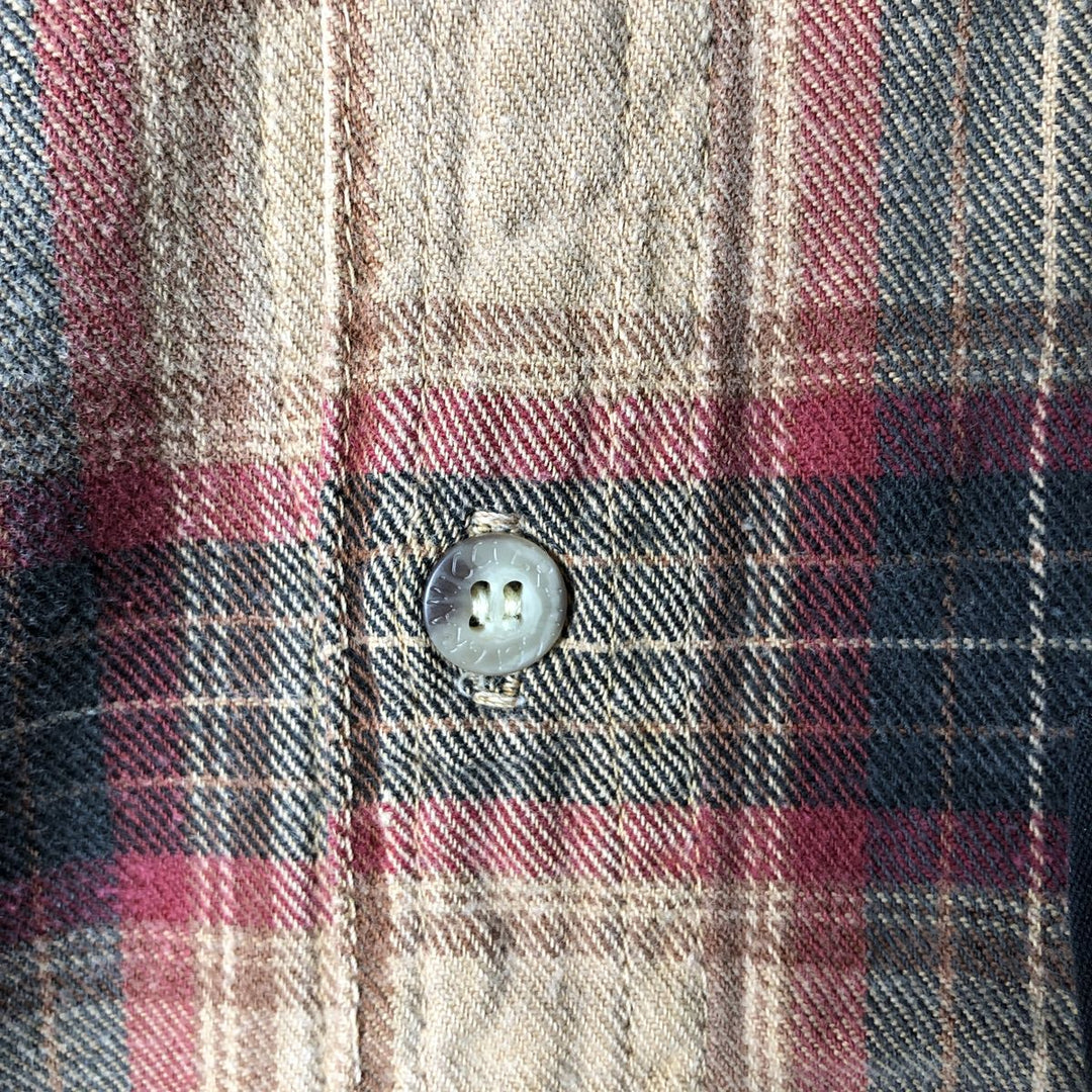 90'S Gramicci Lightflannel Check Shirt, Made in USA, Men's Size L, Vintage cotton Khaki type Vintage Second Hand