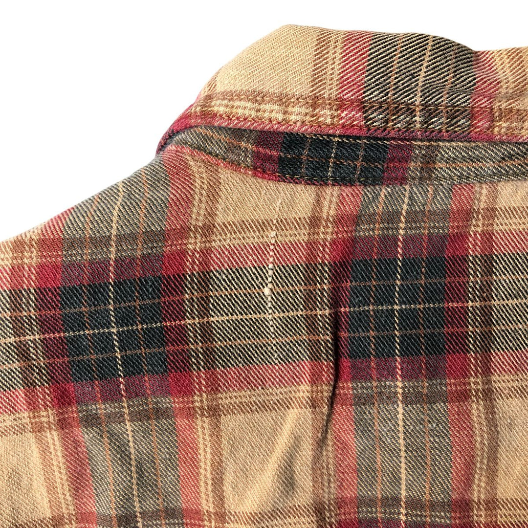 90'S Gramicci Lightflannel Check Shirt, Made in USA, Men's Size L, Vintage cotton Khaki type Vintage Second Hand