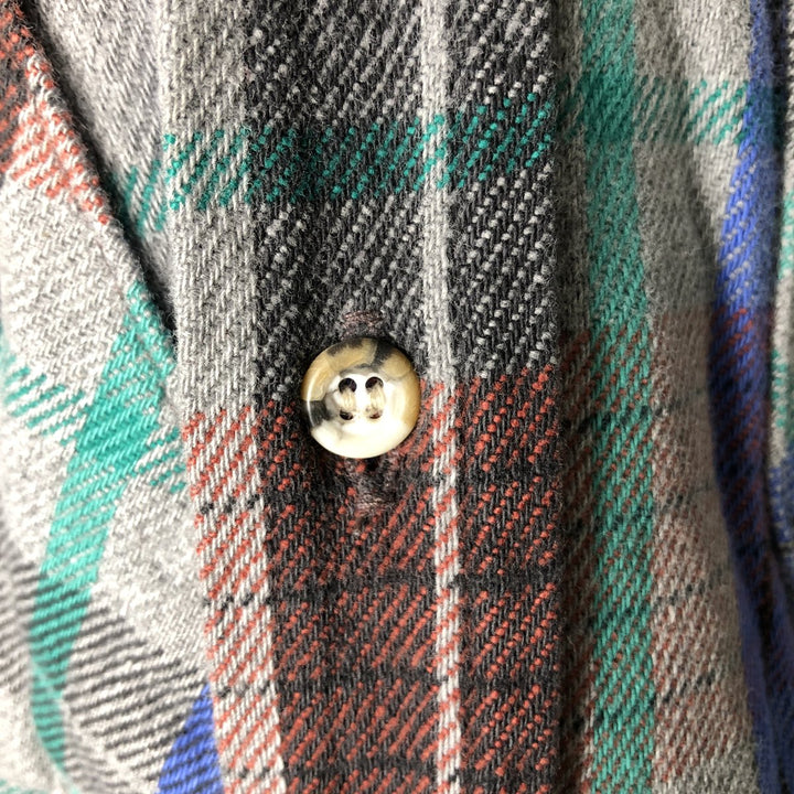 90'S Five Brother FIVEBROTHER Long Sleeve Flannel Check Shirt with Collar, Men's Size Medium, Vintage unclear blue type Vintage Second Hand
