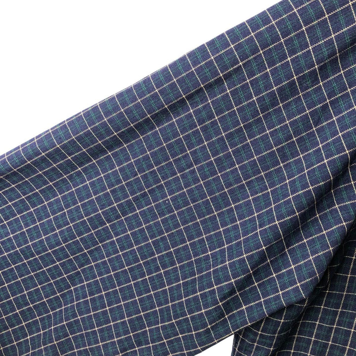 Vintage LLBean long-sleeved button-down check shirt from the 1980'S to 1990s, made in the USA, size M. cotton navy blue type Vintage Second Hand