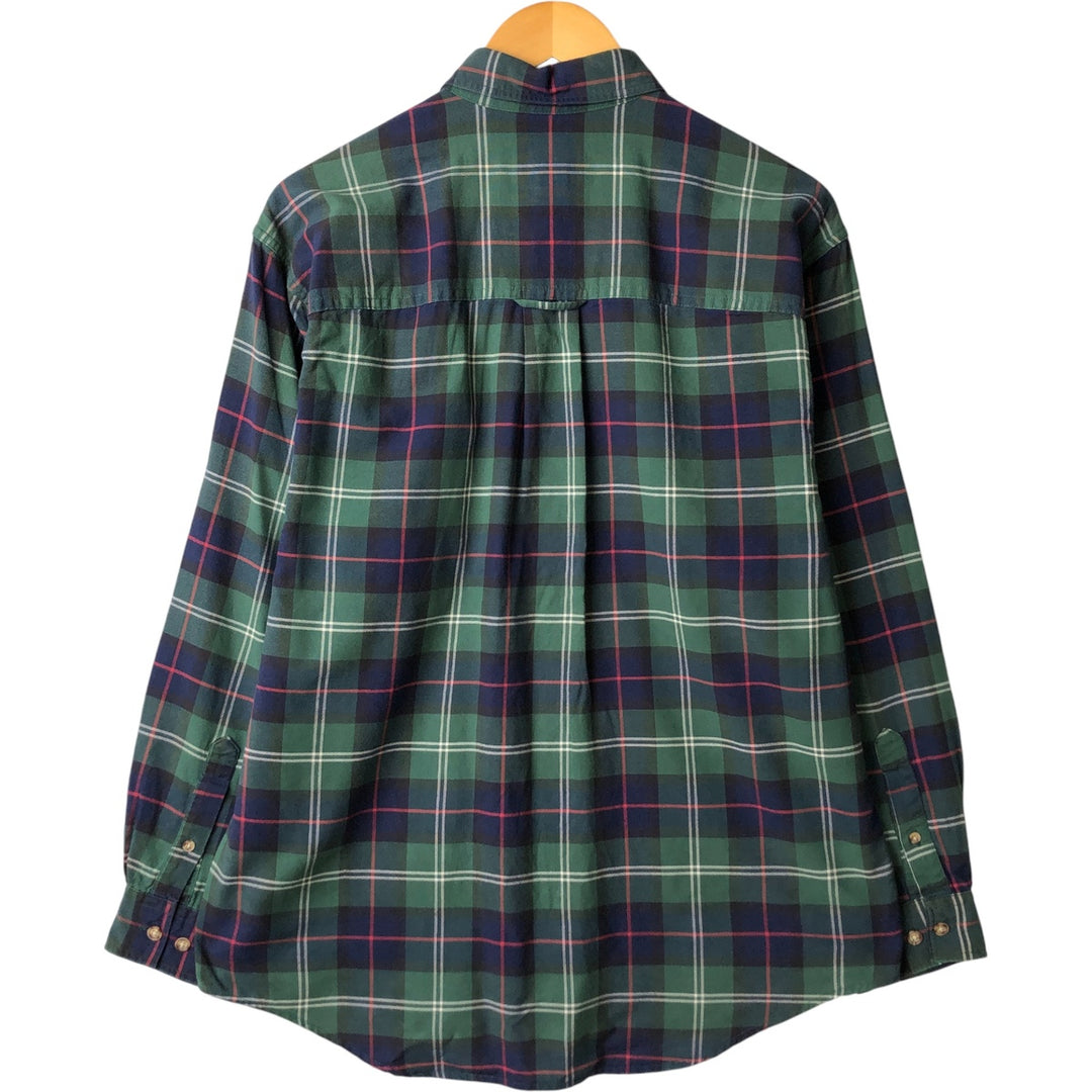 Eddie Bauer Long Sleeve Button-Down Check Shirt, Men's Size M cotton green type Vintage Second Hand