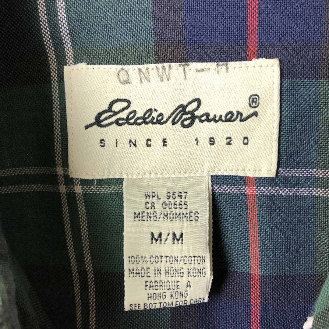 Eddie Bauer Long Sleeve Button-Down Check Shirt, Men's Size M cotton green type Vintage Second Hand