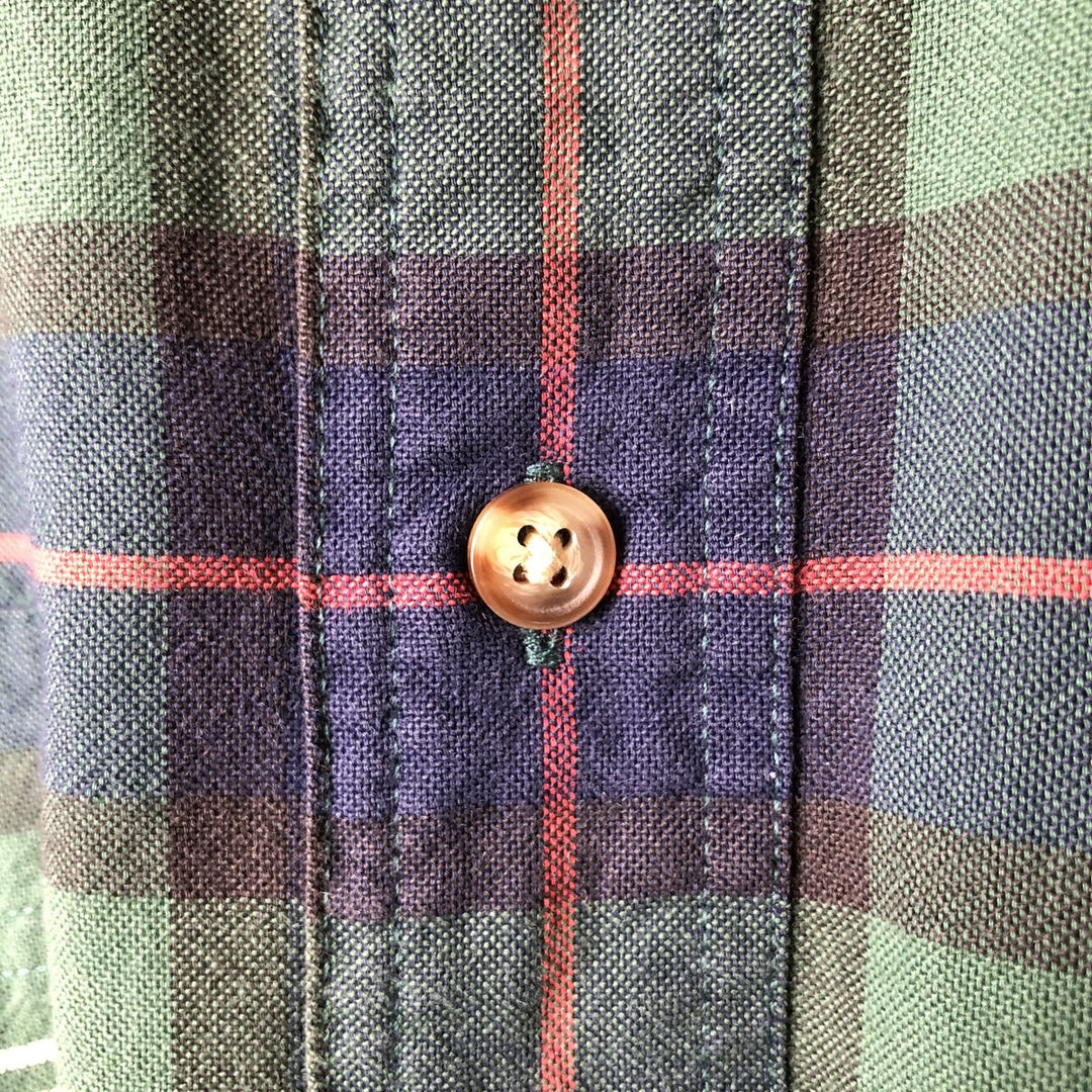 Eddie Bauer Long Sleeve Button-Down Check Shirt, Men's Size M cotton green type Vintage Second Hand