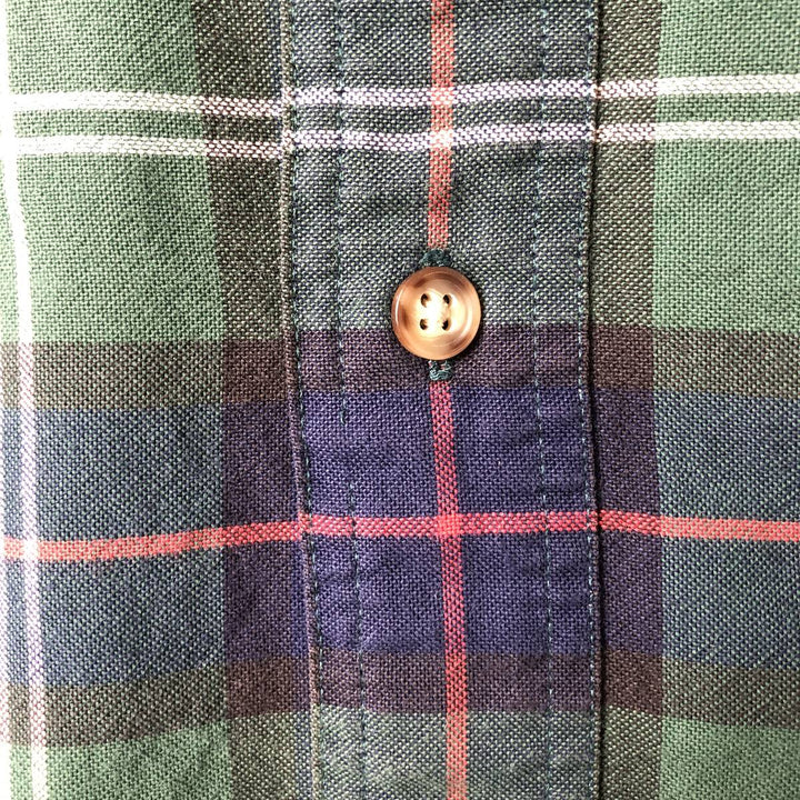 Eddie Bauer Long Sleeve Button-Down Check Shirt, Men's Size M cotton green type Vintage Second Hand